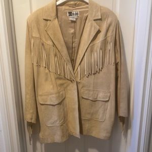 Suede fringed blazer